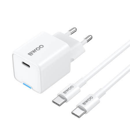 BWOO Ładowarka sieciowa GaN 30W z portem USB-C, z 60W kablem USB C- USB C