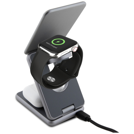 Ładowarka indukcyjna TUMI składana 3w1 15W + pokrowiec szary