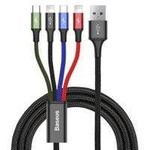 Kabel 4w1 3,5A 1,2m (USB Typ C + 2x iPhone Lightning + Micro USB) Baseus Fast 4in1 USB-C + Lightning 8-pin + MicroUSB (CA1T4-A01) czarny