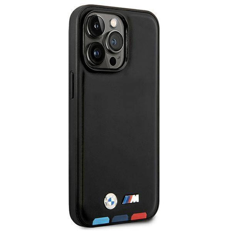 Original Case IPHONE 14 PRO MAX BMW Leather Stamp Tricolor MagSafe (BMHMP14X22PTDK) black