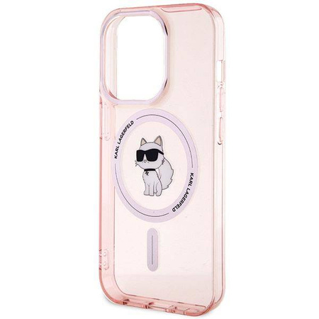 Etui Karl Lagerfeld IML Choupette MagSafe na iPhone 15 Pro - różowe