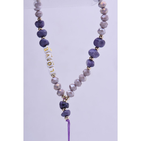 Zawieszka LOVE do telefonu / długość sznura 44cm (22cm w pętli) / na rękę - fioletowy