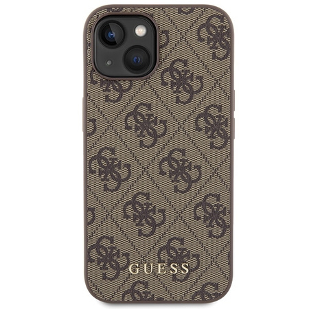 Guess 4G Metal Gold Logo case for iPhone 15 - brown