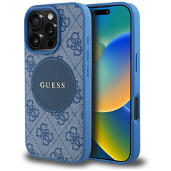 Original Case IPHONE 16 PRO MAX Guess 4G Circle Classic Logo MagSafe blue