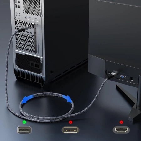 Wozinsky WPS-16AYL2S DisplayPort 2.1 Cable VESA Certified 80 Gb/s 16K@60Hz 8K@120Hz 4K@240Hz HDR HDCP DSC 2m - Black