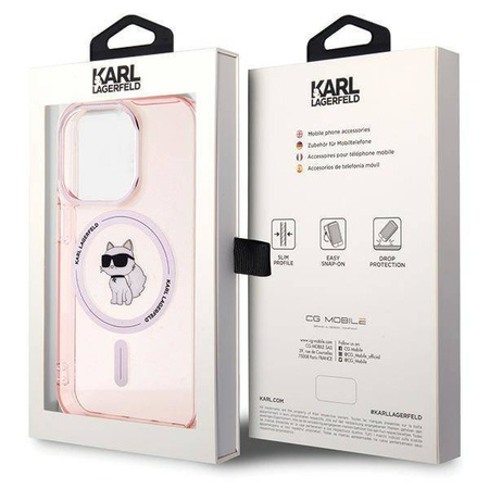 Karl Lagerfeld IML Choupette MagSafe case for iPhone 15 Pro Max - pink