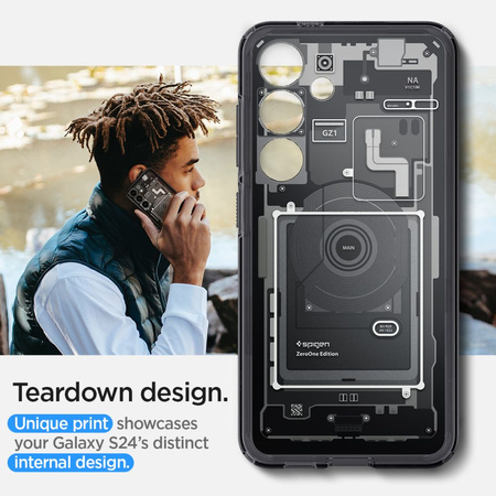 Spigen Ultra Hybrid-Hülle für Samsung Galaxy S24 – Dunkelgrau (Zero One-Muster)
