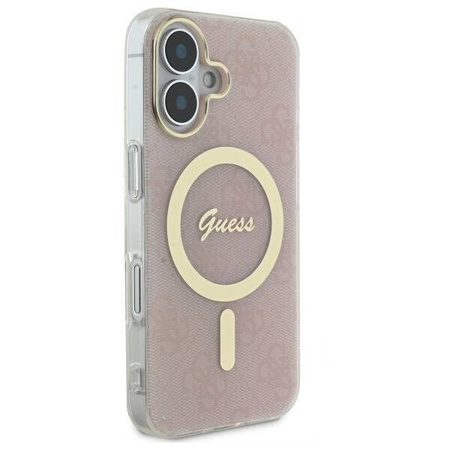 Original Handyhülle IPHONE 16 PLUS Guess Hardcase IML 4G MagSafe (GUHMP16MH4STP) rosa