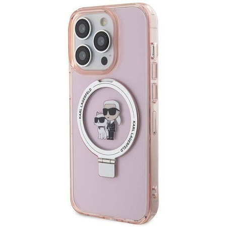 Karl Lagerfeld KLHMP15XHMRSKCP iPhone 15 Pro Max 6.7&quot; pink/pink hardcase Ring Stand Karl&amp;Choupette MagSafe