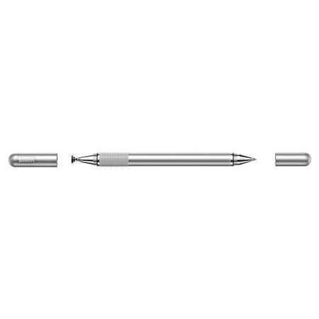 Baseus Golden Cudgel dwustronny pojemnościowy rysik disc stylus + żelopis długopis srebrny (ACPCL-0S)
