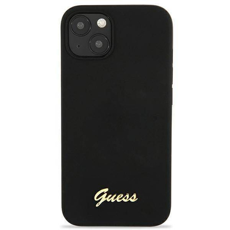 Guess GUHMP13MLSLMGBK iPhone 13 6.1 &quot;schwarz / schwarz Hardcase Silikonschrift Gold Logo