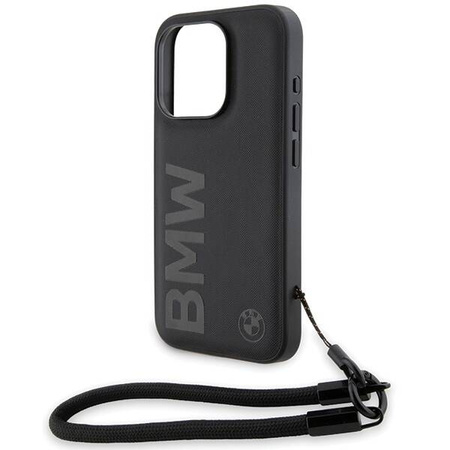 Etui BMW Signature Leather Wordmark Cord na iPhone 15 Pro - czarne