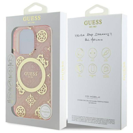 Original Case IPHONE 16 PRO Guess Hardcase IML Peony On 4G Background MagSafe (GUHMP16LH4PYEEP) pink