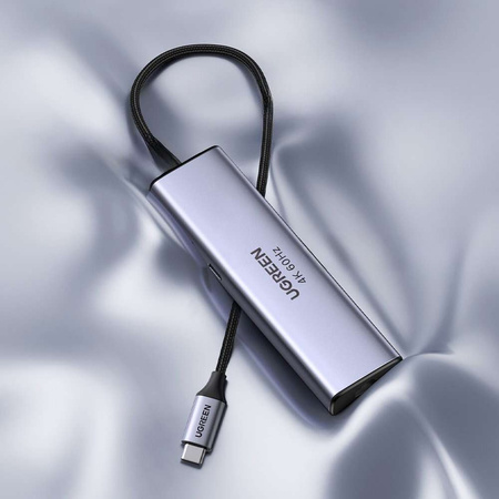 Wielofunkcyjny HUB 5w1 USB-C  - HDMI 1.4 / 3 x USB-A / USB-C PD 100W Ugreen CM511 - szary