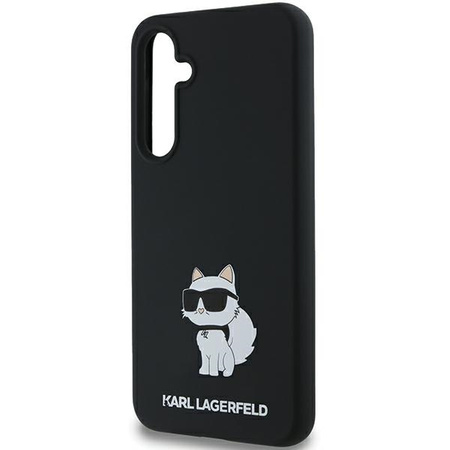 Oryginalne Etui KARL LAGERFELD hardcase Silicone Choupette Metal Pin KLHCSA35SMHCNPK do Samsung Galaxy A35 czarny