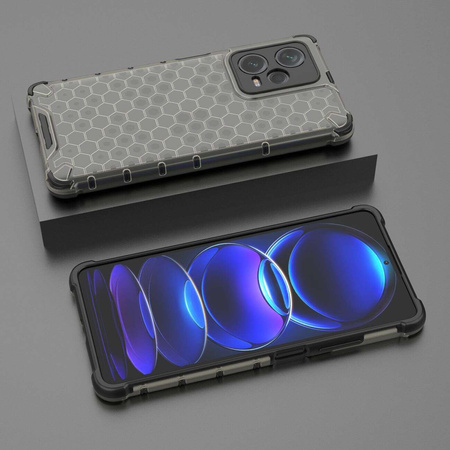 Honeycomb-Hülle für Xiaomi Redmi Note 12 Pro+, gepanzerte Hybridabdeckung in Schwarz