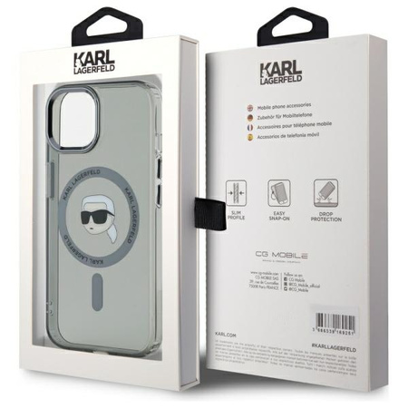 Karl Lagerfeld nakładka HC MagSafe IML Metal K. Head do iPhone 15 6,1" czarna