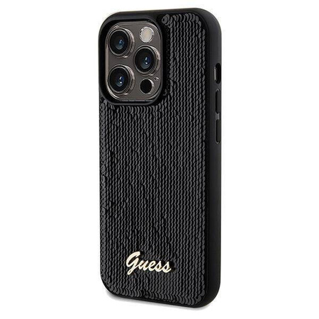 Guess nakładka do iPhone 14 Pro Max 6,7" GUHCP14XPSFDGSK HC SEQUIN SCRIPT METAL czarna