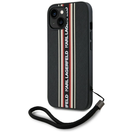 Etui Karl Lagerfeld Saffiano Athleisure Stripes Cord na iPhone 15 - czerwone