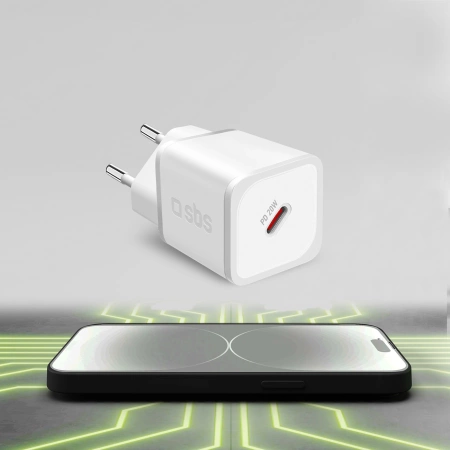 SBS TETRGAN1C20W 20-W-GaN-Wandladegerät mit Power Delivery – Weiß
