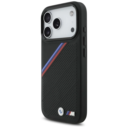 BMW M Tricolor Metal Logo MagSafe Case für iPhone 17 Pro – Schwarz