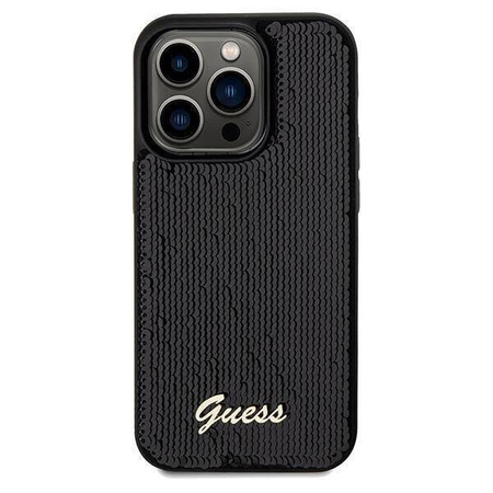 Guess nakładka do iPhone 14 Pro Max 6,7" GUHCP14XPSFDGSK HC SEQUIN SCRIPT METAL czarna