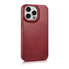 iCarer CE Oil Wax Premium Leather Folio Case skórzane etui iPhone 14 Pro z klapką magnetyczne MagSafe czerwony (AKI14220706-RD)