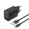 FONENG Netz-Ladegerät EU63 2.4A 12W 2xUSB + Kabel USB-C schwarz