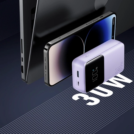 Joyroom Powerbank 30 W 10000 mAh mit integrierten Lightning und USB-C-Kabeln lila (JR-PBC06)