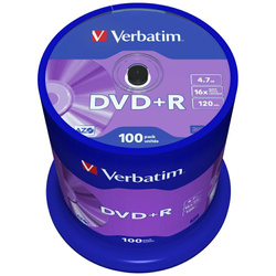 Płyta DVD+R Verbatim 4.7GB 16X 100szt    srebrny 43551