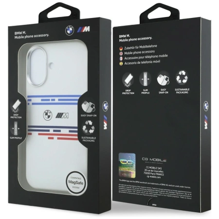 Etui BMW M Silicon Horizontal Line MagSafe na iPhone 17- białe