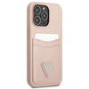 Etui IPHONE 13 PRO MAX Guess Hardcase Saffianotriangle Logo Cardslot (GUHCP13XPSATPP) różowe