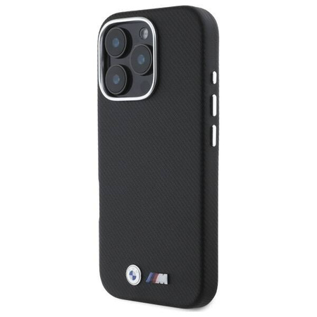 Oryginalne Etui IPHONE 16 PRO MAX BMW Hardcase M Edition Kevlar Wrapped Metal (BMHCP16X23PUFWKEV) czarne