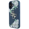Etui Guess Grained Roses Big 4G logo na iPhone 16 - niebieskie