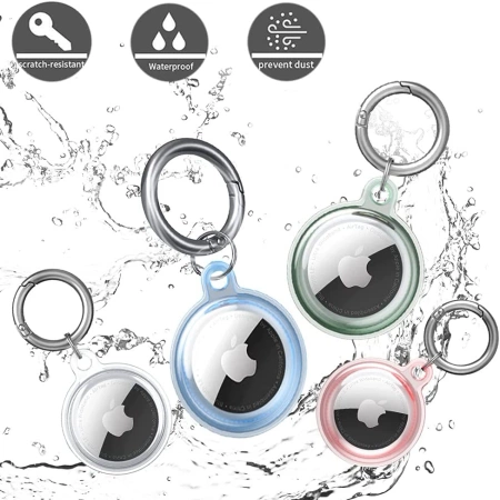 Wasserdichte Hülle für Apple AirTag - transparent, grün, blau, pink - 4 Stück