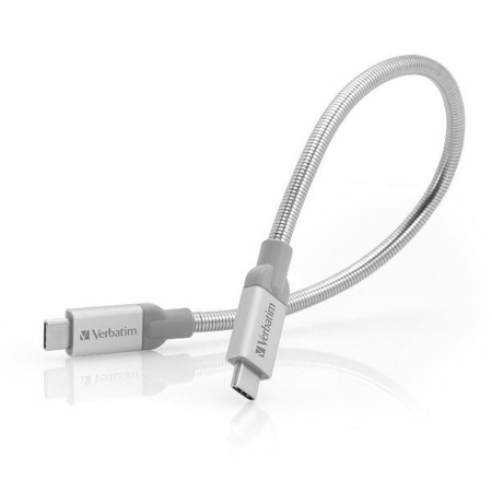 Verbatim Kabel stalowy USB-C/USB-C 3A 30cm srebrny/silver 48867