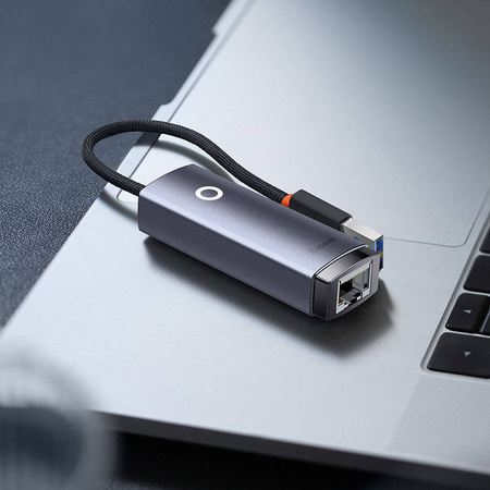 Externer USB-A-Netzwerkadapter der Baseus Lite-Serie – RJ-45 1 Gbit/s (1000 Mbit/s) grau (WKQX000113)