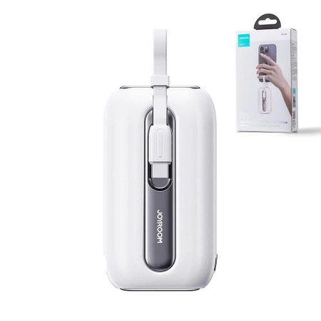 Joyroom Mini-Powerbank 10000 mAh Colourful Series 22,5 W mit 2 integrierten USB-C- und Lightning Kabeln weiß (JR-L012)