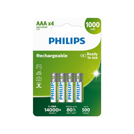 PHILIPS Bateria akumulatorowa AAA NiMH 1000mAh 4szt.