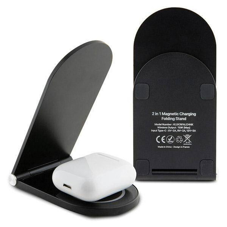 Ładowarka Indukcyjna 15W Składana 2w1 Karl Lagerfeld Choupette MagSafe KLDCRFALCHNK czarny/black