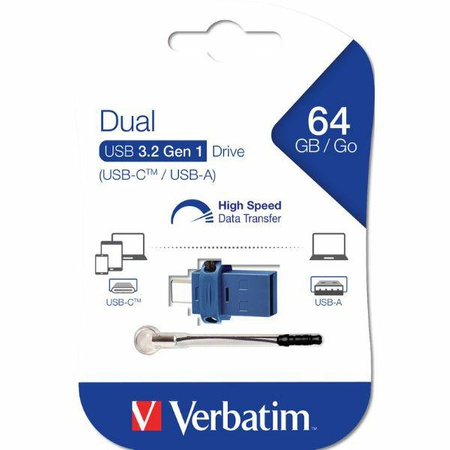 Verbatim Pendrive 64GB USB-C/USB-A czarny/black 49967
