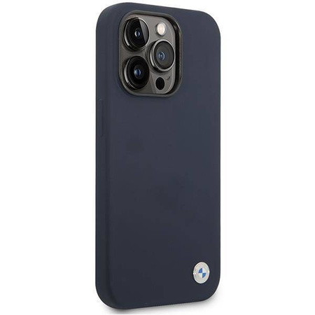 Original Case IPHONE 14 PRO MAX BMW Silicone Metal Logo MagSafe (BMHMP14XSILNA) navy blue