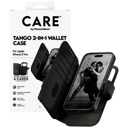 CARE by PanzerGlass Feature Tango 2in1 Wallet Case MagSafe for iPhone 17 Pro - Black