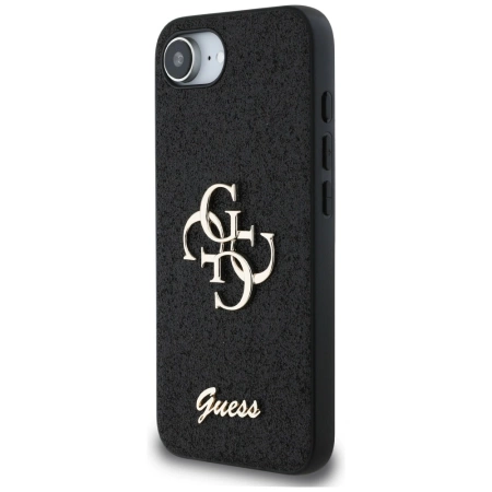 Guess Fixed Glitter Big 4G Case für iPhone 16e - Schwarz