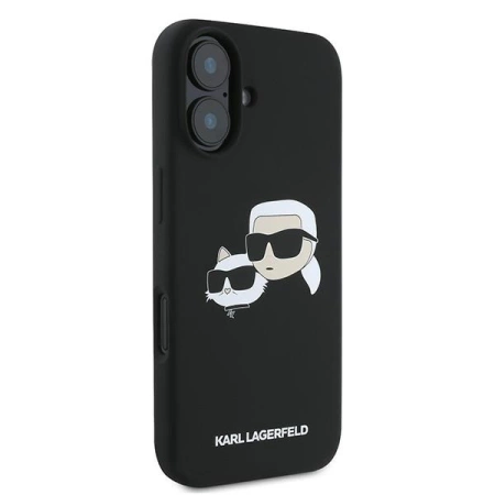 Karl Lagerfeld Silikon Case Nauble Heads Print MagSafe für iPhone 16 Plus - Schwarz