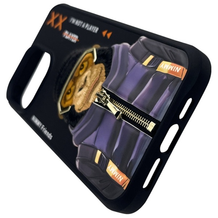 Nimmy etui iPhone 15 Pro Max 6.7"         czarny/black Cool&Cute 2.0 Monkey