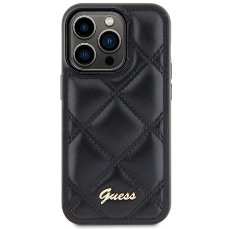 Guess nakładka do iPhone 15 Pro Max 6,7" GUHCP15XPSQSQSK czarna HC PU Quilted Metal Logo