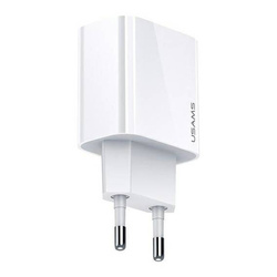 USAMS Ład. siec. 1xUSB-C T34 20W 5V-3A (only head) PD3.0 Fast Charging biały/white CC118TC01 (US-CC118)