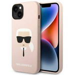 Original Handyhülle IPHONE 14 Karl Lagerfeld Harcase Silicone Karl's Head Magsafe hell-pink