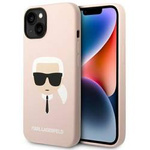 Oryginalne Etui IPHONE 14 PLUS Karl Lagerfeld Hardcase Silicone Karl`s Head Magsafe jasny róż